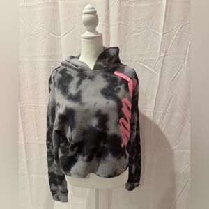 Size small. Pink hooded sweatshirt. Gray tie-dye. Smoke free home ready to ship.
